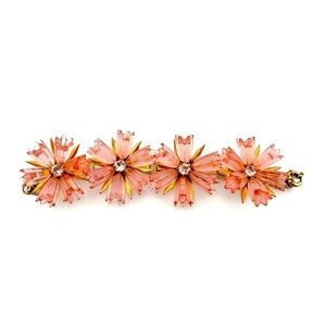 J. Crew Bracelet, Pink Floral Dahlia in Lucite with Rhinestones